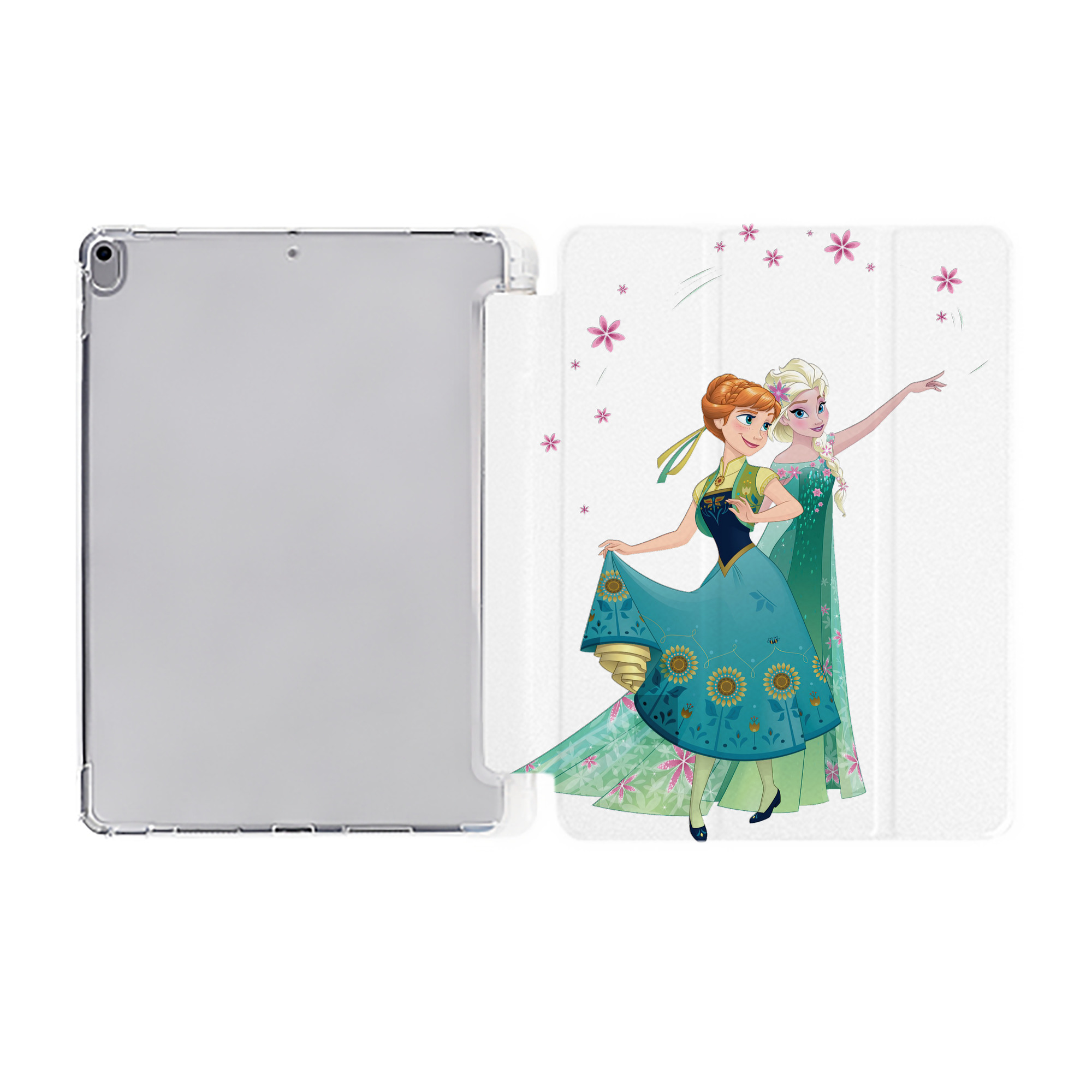 （画像用） アナと雪の女王 アンナ エルサ Frozen Anna Elsa IPad ケース ペン収納付き 三つ折りスタンド PUレザー×シリコン 対応機種9.5/10.5/10.9インチ